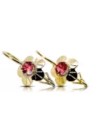 Rubis Or jaune 14 carats Des boucles d'oreilles Artisanat vintage vec028y